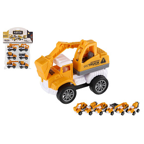 Auto stavební mini 6ks plast 7-8cm na zpětné natažení v sáčku Auto stavební mini 6ks plast 7-8cm na zpětné natažení v sáčku