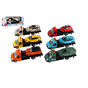 Auto/kamion Bburago odtahovka + auto 1:43 kov/plast 21cm 6 barev v krabičce 22x9x6,5cm Auto/kamion Bburago odtahovka + auto 1:43 kov/plast 21cm 6 barev v krabičce 22x9x6,5cm