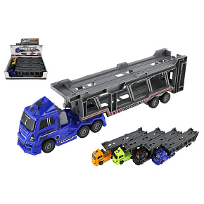 Auto kamion přepravník plast 45cm na setrvačník 4 barvy 4ks v boxu