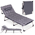 Fishing garden lounger, foldable with mattress and pillow, gray, MultiGarden