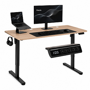 Elektrický psací stůl 140x60 cm zvedací, nastavení výšky 72–118 cm světlý dub ModernHome Elektrický psací stůl 140x60 cm zvedací, nastavení výšky 72–118 cm světlý dub ModernHome