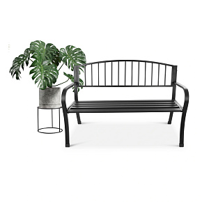 Garden bench with backrest, park bench for terrace and balcony, metal construction