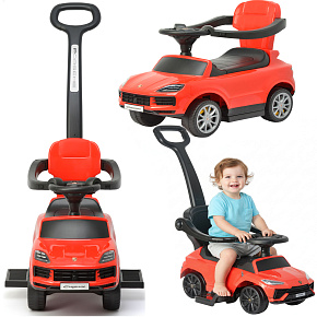 Lebula jezdítko tlačítko chodítko porsche cayenne 3v1 hudba autíčko auto červené