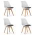 Set of chairs, black and white, wooden legs, 4 pcs