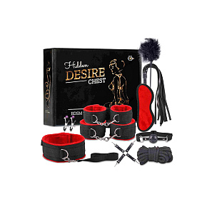 Fetish BDSM sada 10 dílů - černo-červený bondage set pro páry