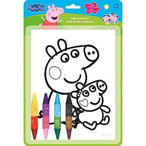 Omalovánkový set s oboustrannými voskovkami Prasátko Peppa Omalovánkový set s oboustrannými voskovkami Prasátko Peppa