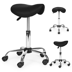 Swivel Saddle Stool Cosmetic Medical Adjustable Chair, Black, ModernHome