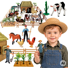 WOOPIE Velká farma se zvířaty 63 ks. Figurky ohrada farmáři stáj pro děti WOOPIE Velká farma se zvířaty 63 ks. Figurky ohrada farmáři stáj pro děti