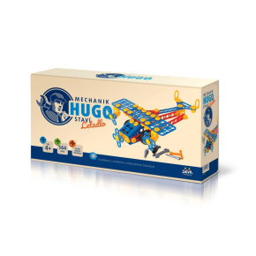Stavebnice HUGO Letadlo s nářadím 144ks plast v krabici 31x16x7cm