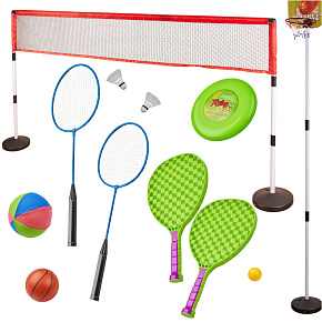 Sportovní sada 5v1 badminton basketbal volejbal tenis frisbee