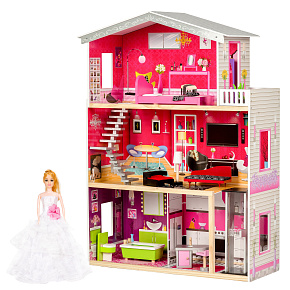 Large wooden dollhouse with an elevator - Malibu Residence ECOTOYS