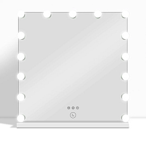 Lux Vanity LV-2669: 15 stmívatelných LED žárovek čtvercové hollywoodské zrcadlo - 100 x 100 cm