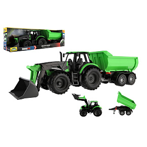 Auto Traktor Deutz-Fahr s přívěsem Worxx plast 75cm 1:15 v krabici 76x22x19cm