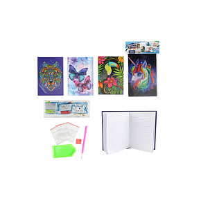 Kreativní sada diamantový deník 14,5x21cm s nalepovacími diamanty 4 druhy v sáčku Kreativní sada diamantový deník 14,5x21cm s nalepovacími diamanty 4 druhy v sáčku