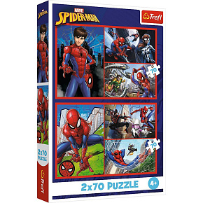 Puzzle 2v1 Pavoučí příběhy 2x70 dílků 27,5x18cm v krabici 19x29x4cm