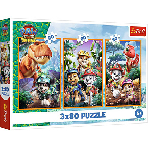 Puzzle 3v1 Tlapková patrola/Paw Patrol Dino Movie: Dinosauří hrdinové 3x80 dílků v krabici Puzzle 3v1 Tlapková patrola/Paw Patrol Dino Movie: Dinosauří hrdinové 3x80 dílků v krabici