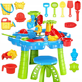 WOOPIE Vodní stolek 2v1 Pískoviště s židličkou Aquapark s delfínem WOOPIE Vodní stolek 2v1 Pískoviště s židličkou Aquapark s delfínem