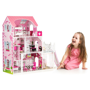 Wooden Dollhouse with Elevator XXL and Slide ECOTOYS