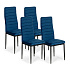 Chairs with Contoured Backrest - BLUE VELVET - Set of 4