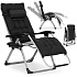 Garden beach lounger with cushion and headrest adjustable  black MultiGarden