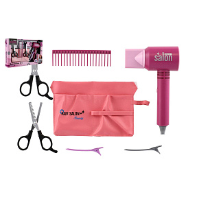 Sada krásy/Malá kadeřnice s fénem s doplňky plast na baterie na kartě 39x26x7cm Sada krásy/Malá kadeřnice s fénem s doplňky plast na baterie na kartě 39x26x7cm