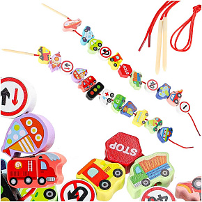 Dřevěné kostky na navlékání vozidla dopravní značky Dřevěné kostky na navlékání vozidla dopravní značky