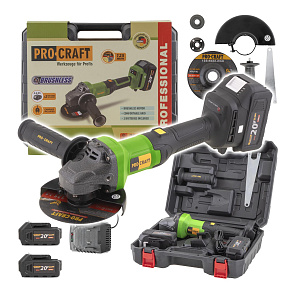 Aku úhlová bruska Procraft PGA20, 125mm Aku úhlová bruska Procraft PGA20, 125mm