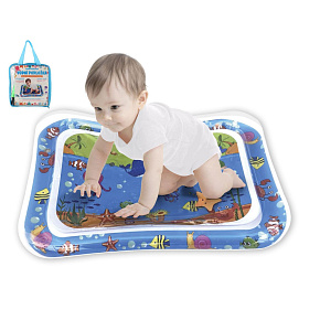 Vodní podložka mořská zvířátka nafukovací 65x48cm s pumpičkou v plastové tašce 18x19cm 4m+