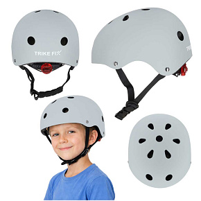 Dětská cyklistická helma Trike Fix dětská nastavitelná LED M 55-58cm tmavě šedá