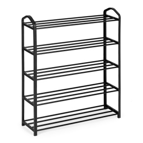 Metal shoe rack, 5 shelves, 15 pairs of shoes, black ModernHome