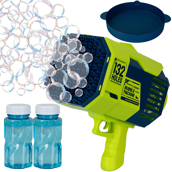 Lebula pistole na mýdlové bubliny + tekutina mýdlové bubliny automat 132 bazooka zelená