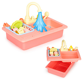 Sink with Faucet Fillable with Water 12 Accessories Toy for Children