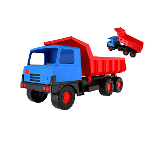 Auto nákladní korba červená kabina modrá plast 75cm