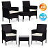Garden Furniture Set 2 Armchairs + Table Tempered Glass Black MultiGarden