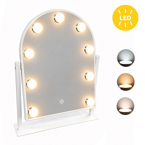 Kosmetické LED zrcadlo na líčení 30 × 40 cm, podsvícené, 3 barvy, 9 žárovek ModernHome Kosmetické LED zrcadlo na líčení 30 × 40 cm, podsvícené, 3 barvy, 9 žárovek ModernHome