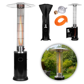 Gas Patio Heater 9 kW with Glass Tube for Garden, Regulator, Hose, and Cover MultiGarden