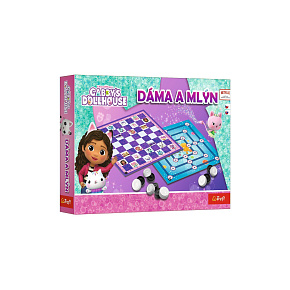 Dáma a Mlýn Gabby's Dollhouse společenská hra v krabici 29x19x4 cm Dáma a Mlýn Gabby's Dollhouse společenská hra v krabici 29x19x4 cm