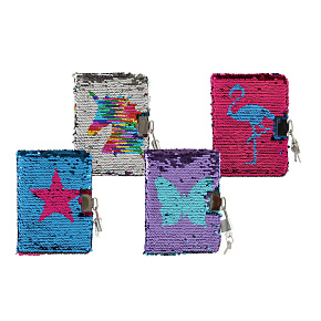 Zápisník/blok s flitry měnícími se zámkem v sáčku 11x15x2cm