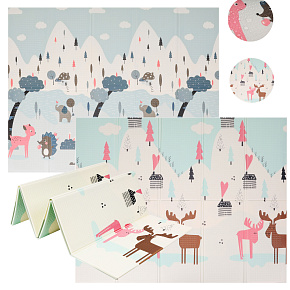 Velká oboustranná skládací pěnová vzdělávací podložka pro děti 180x200 zima