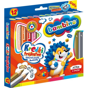 Trojhranné pastelky Bambino - dřevěné pouzdro, 12 barev Trojhranné pastelky Bambino - dřevěné pouzdro, 12 barev
