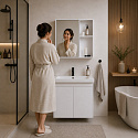 Závěsná koupelnová skříňka s umyvadlem + zrcadlo sada nábytku ModernHome