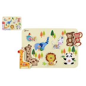 Vkládačka/Puzzle deskové obrysové zoo dřevo 30x21cm ve fólii 18m+