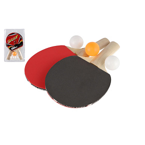 Sada stolní tenis/ping pong pálky dřevěné 2ks + míčky 3ks v blistru 19x30cm Sada stolní tenis/ping pong pálky dřevěné 2ks + míčky 3ks v blistru 19x30cm