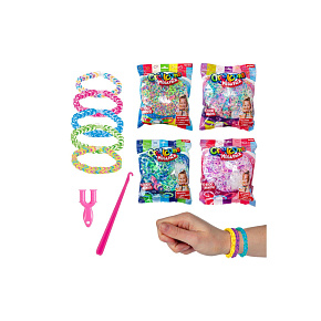 Udělej si svůj náramek - gumičky 5000ks + náčiní 4 barvy v sáčku 17x22cm