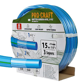 Modrá zahradní hadice Procraft PR-3KGH1315 3 vrstvy, 1/2" 15m Modrá zahradní hadice Procraft PR-3KGH1315 3 vrstvy, 1/2" 15m