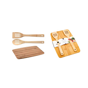 3 dílná sada prkénka a kuchyňského náčiní Bamboo