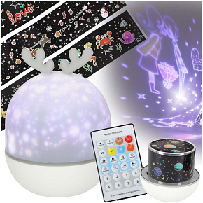 Noční lampička projektor hvězd LED USB otočný 6 motivů dálkový ovladač jelínek Noční lampička projektor hvězd LED USB otočný 6 motivů dálkový ovladač jelínek