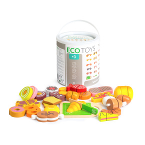 Wooden food for cutting 23 pieces ECOTOYS