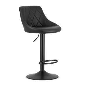 Swivel Bar Stool with Height Adjustment, Footrest, Black Faux Leather Swivel Bar Stool with Height Adjustment, Footrest, Black Faux Leather