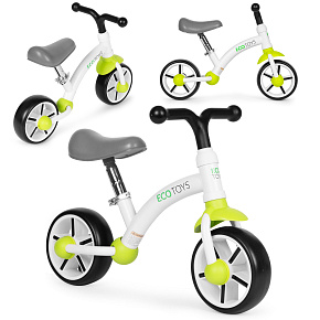 Balance bike for children, EVA wheels, adjustable seat, green, ECOTOYS